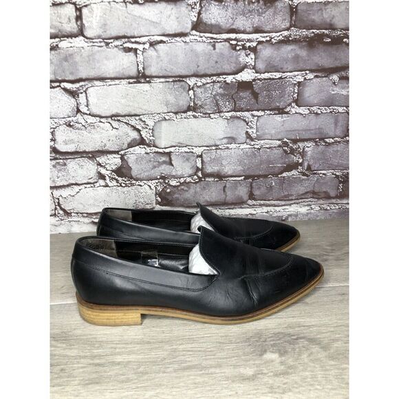 Everlane The Modern Black Leather Slip On Pointed Toe Loafers Women Sz 10M US/41 - Picture 15 of 16